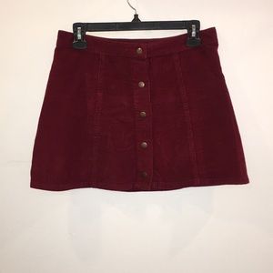 Maroon Corduroy Button Skirt
